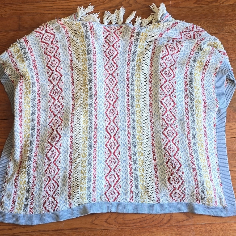 CAbi Siesta Multicolor Fringe Open Front Cardigan Boho Poncho Size XS/S - Picture 6 of 15